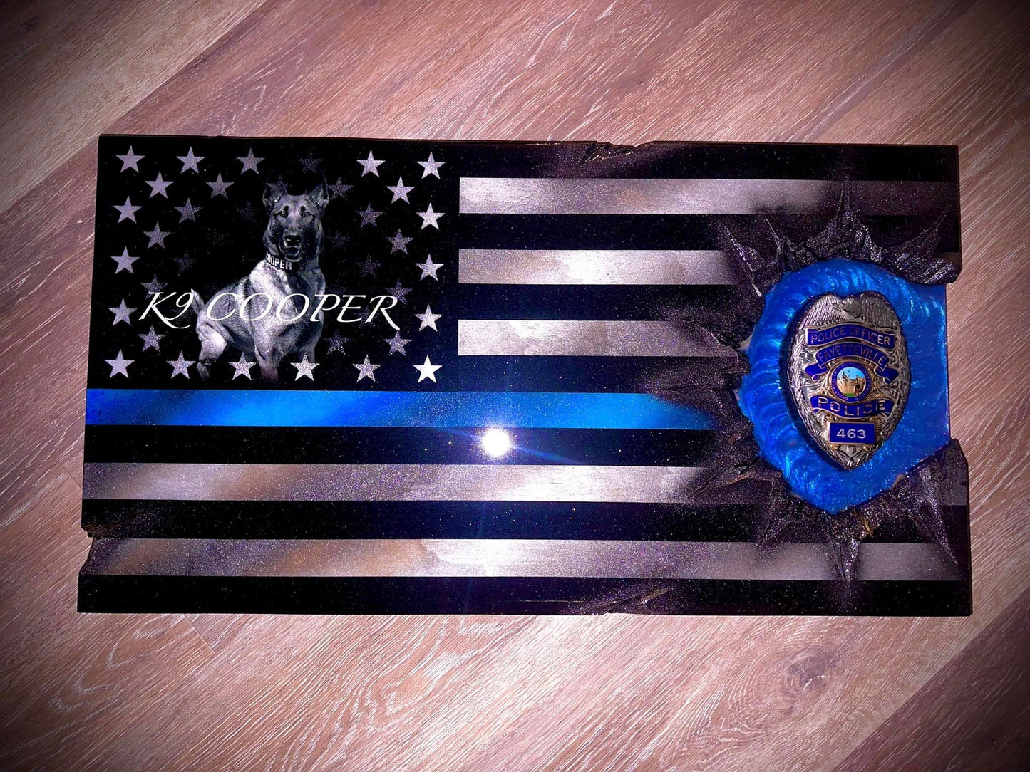 Police K9 Midnight Thin Blue Line Flag Patch Series : Photo Faded In Union