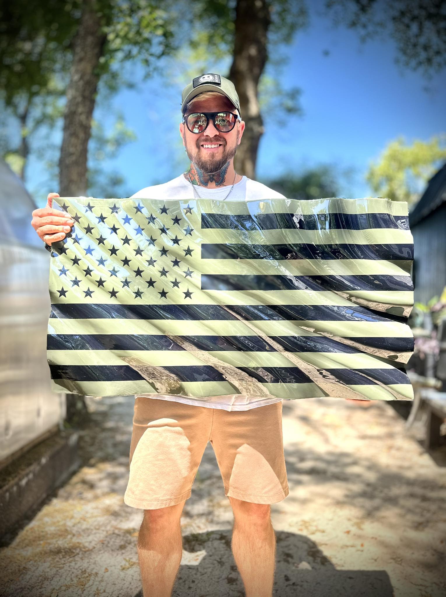 DRT TIK BLACK FLAGG 10 ANNIVERSARY 珍しい Handmade WAVY Wooden American Flag NO CNC Made By An Army Veteran