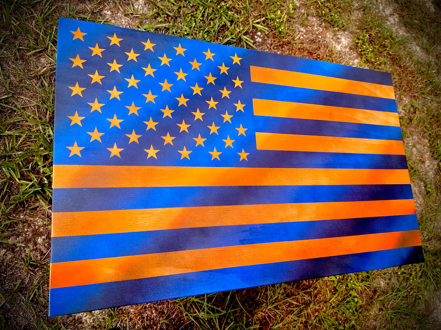 Florida Gators Themed American Flag - Heroic Hands Woodworks