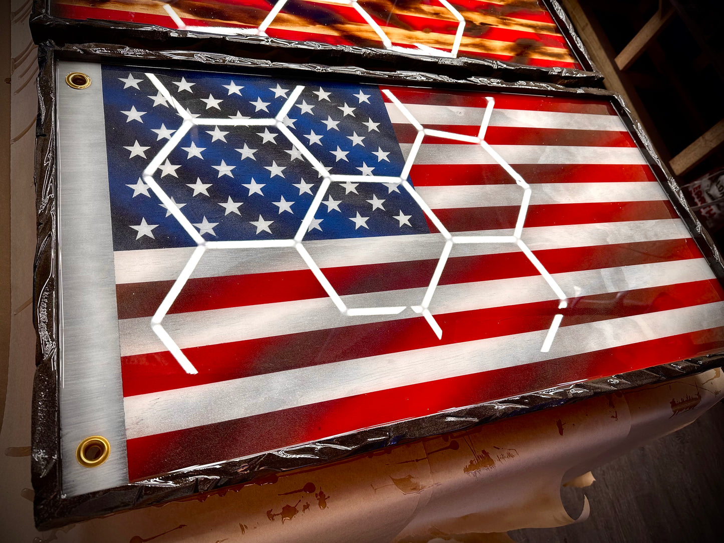 1 of 1 Limited Edition Old Glory Series (NEW) - with a Carved Border & Backlight Kit