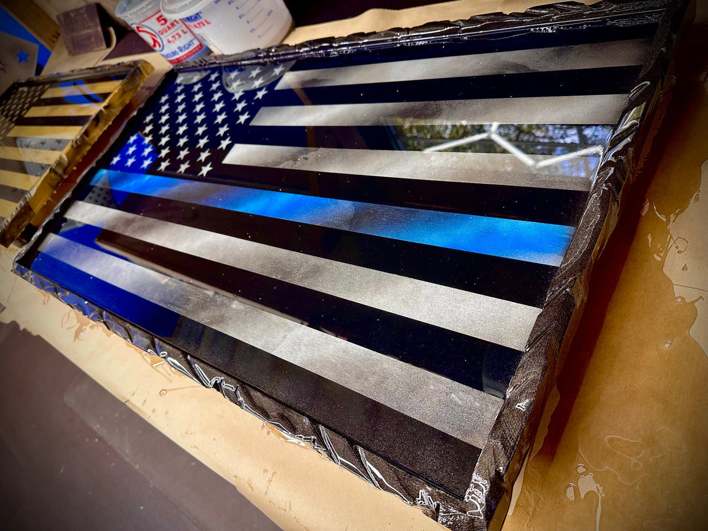 1 of 1 Limited Edition Midnight Thin Blue Line Series - with a Carved Border & Backlight Kit