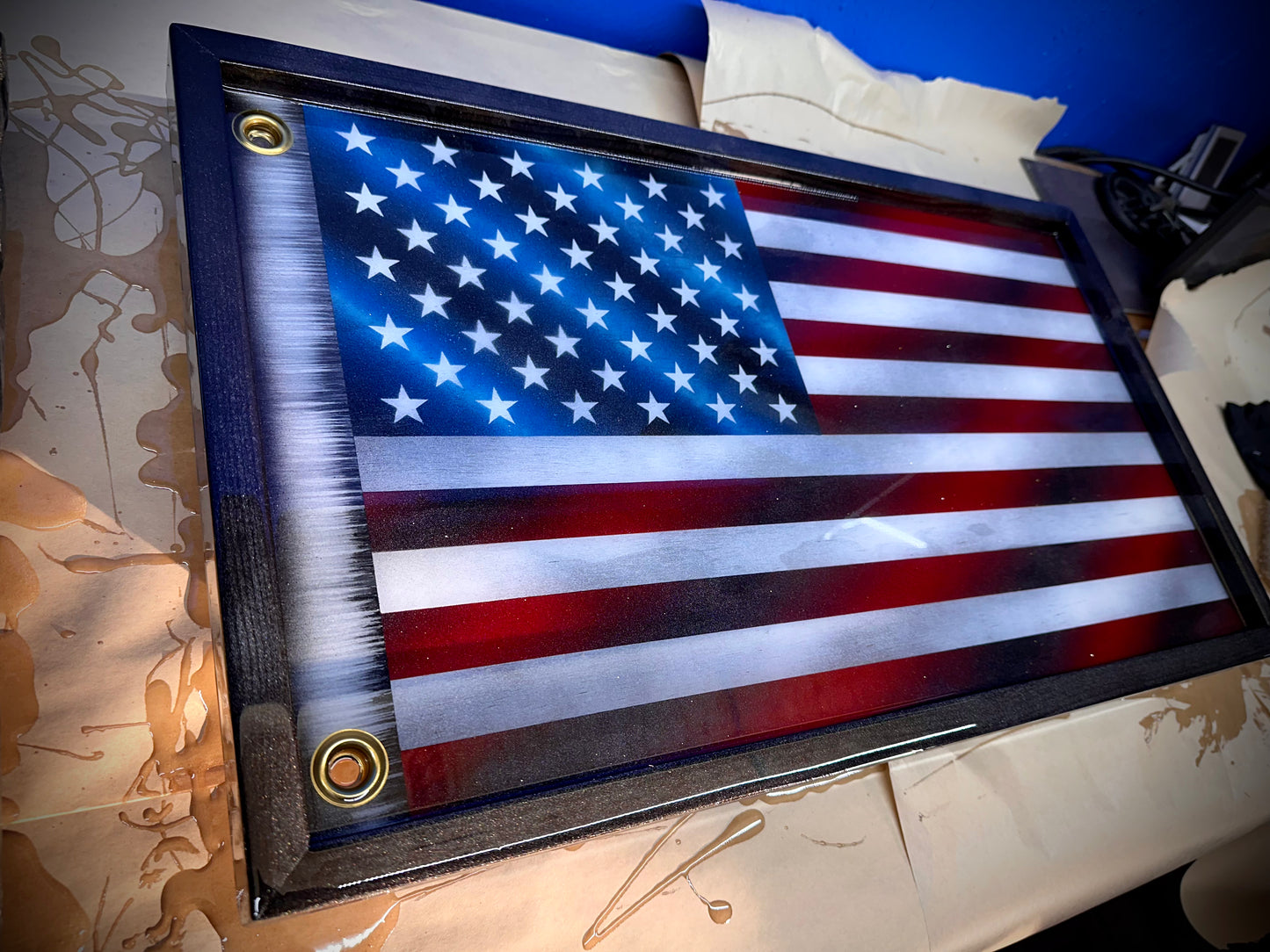 1 of 1 Limited Edition Old Glory Series - 24" Width - with a Bronze Border & Backlight Kit
