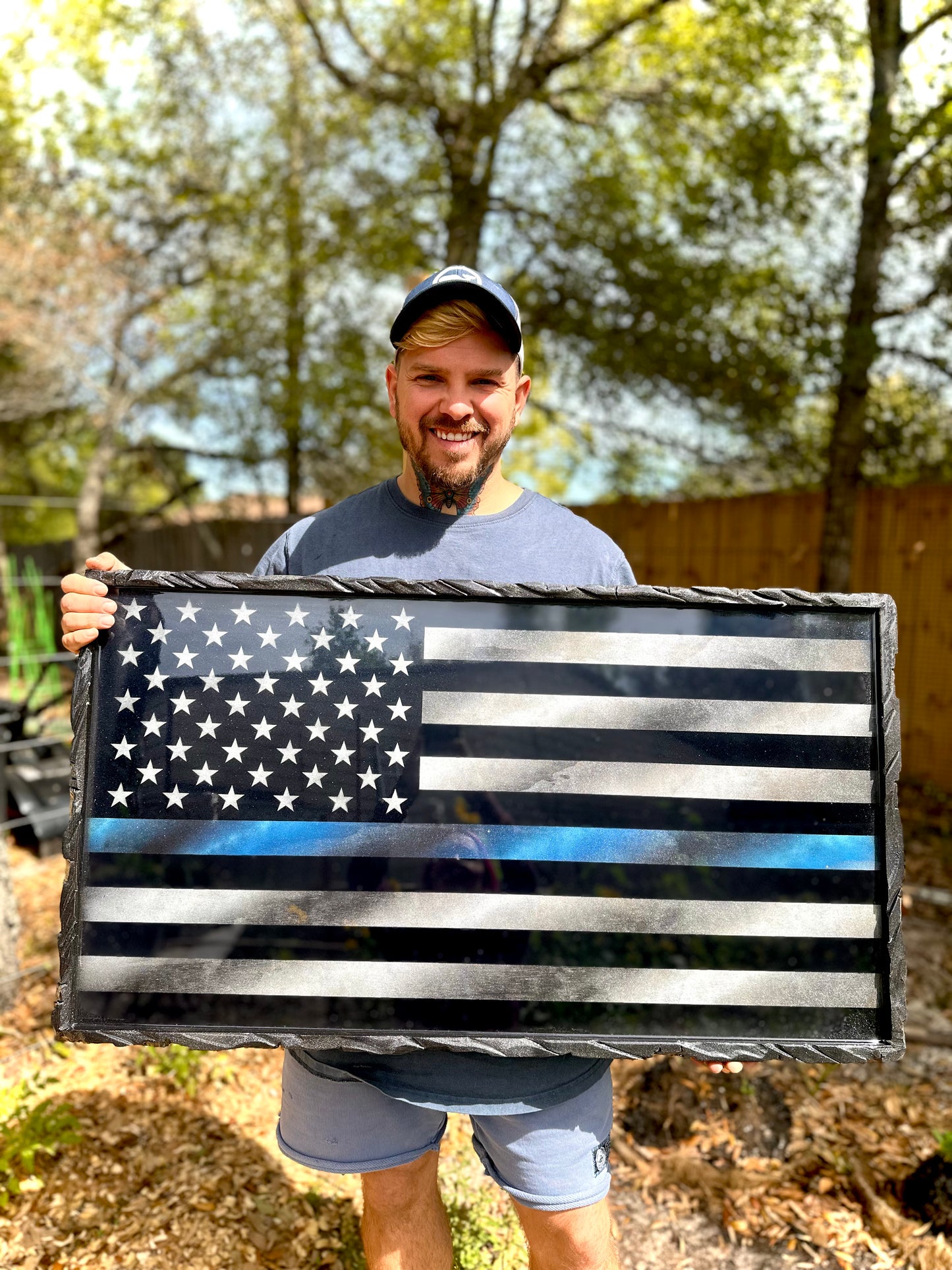 1 of 1 Limited Edition Midnight Thin Blue Line Series - with a Carved Border & Backlight Kit