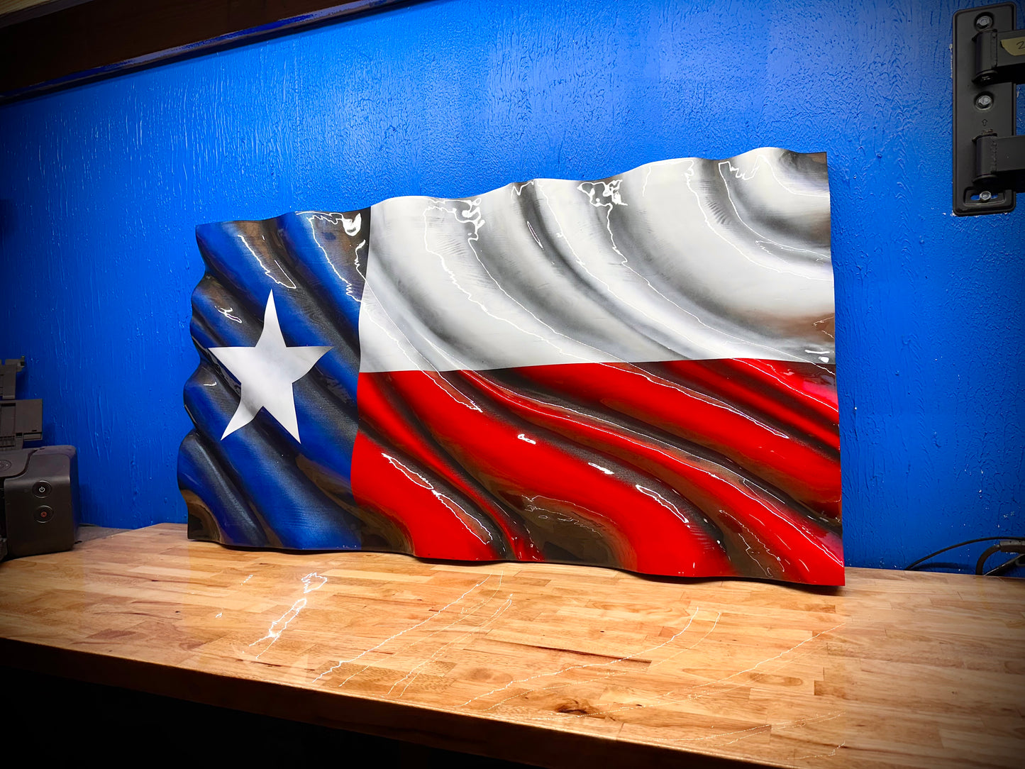 Texas WAVY Wooden American Flag - Handmade, NO CNC