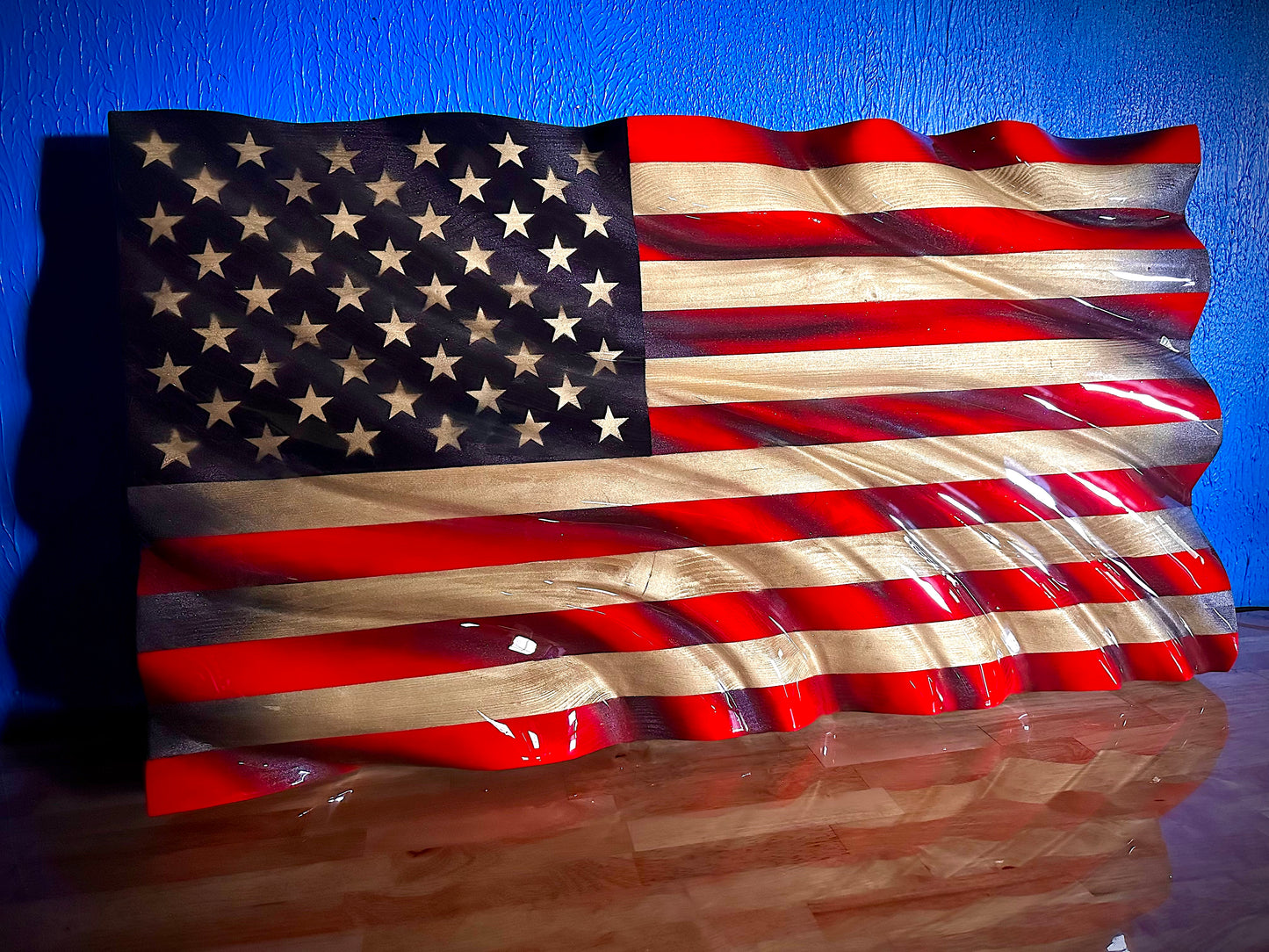 Revenant Series WAVY Wooden American Flag - Handmade, NO CNC, Made In America by an Army Veteran. (Copy)