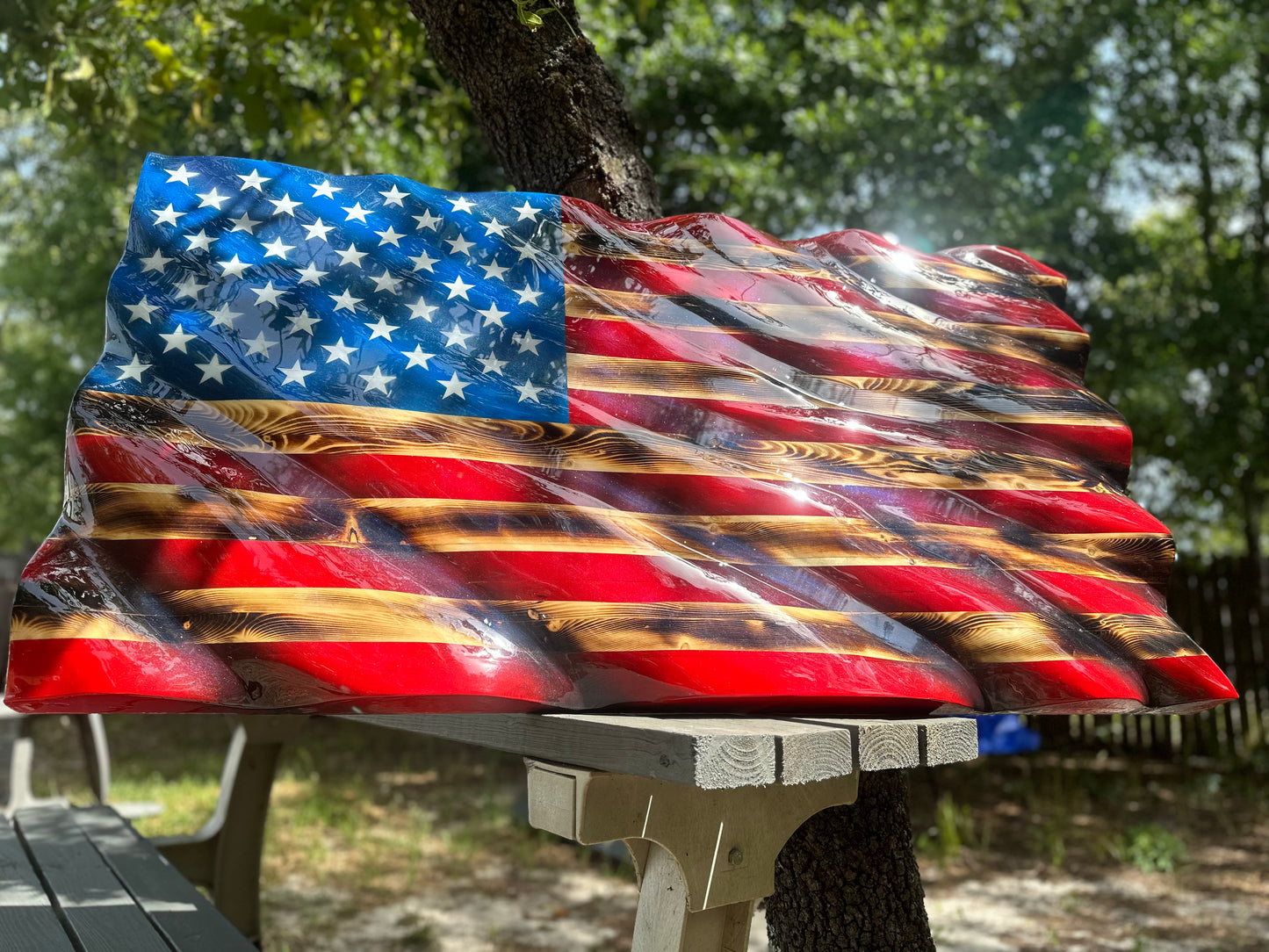 Wooden American Flag - Handmade, NO CNC, Made In America by an Army Veteran.
