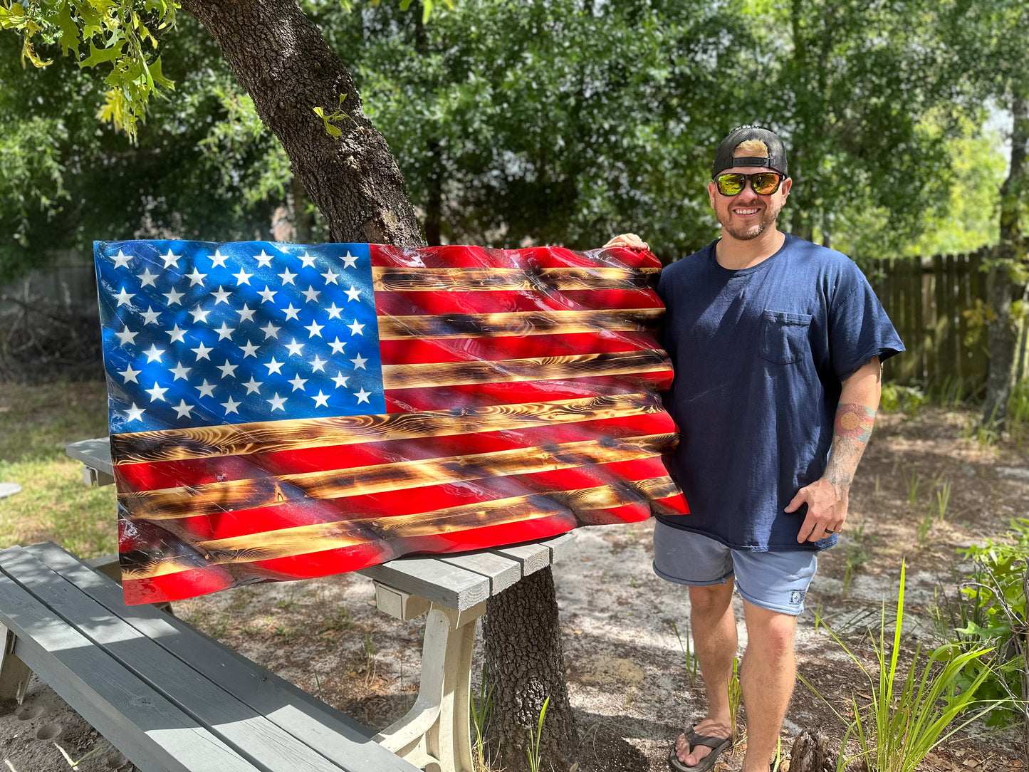 Wooden American Flag - Handmade, NO CNC, Made In America by an Army Veteran.