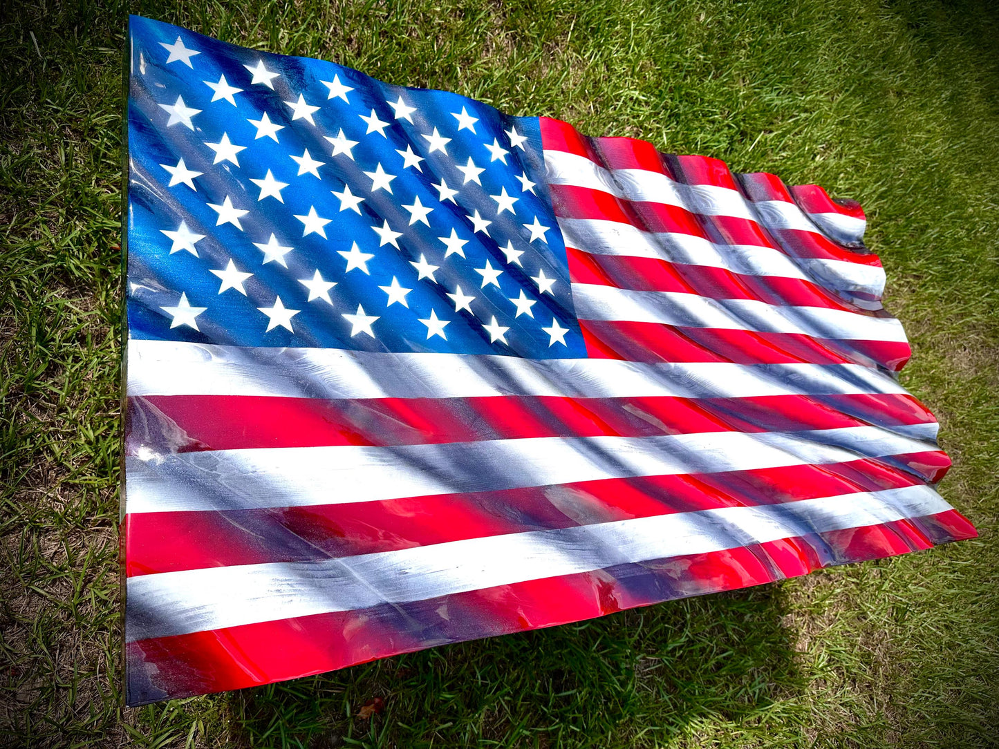 Revenant WAVY Purple Heart Patch Series - Wooden American Flag - Handmade, NO CNC, Made In America by an Army Veteran.