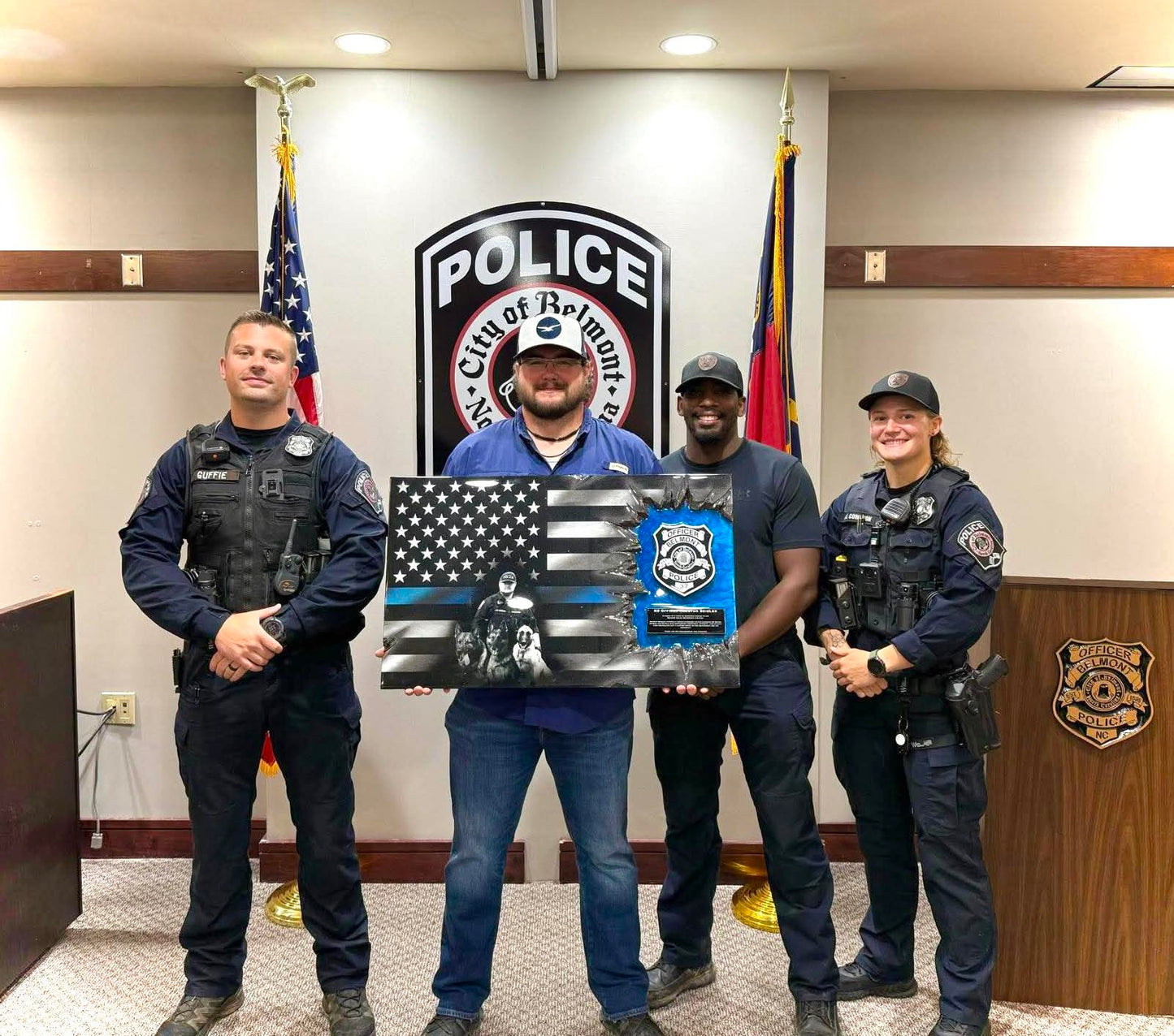 Police K9 Midnight Thin Blue Line Flag Patch Series : Photo Faded In Union