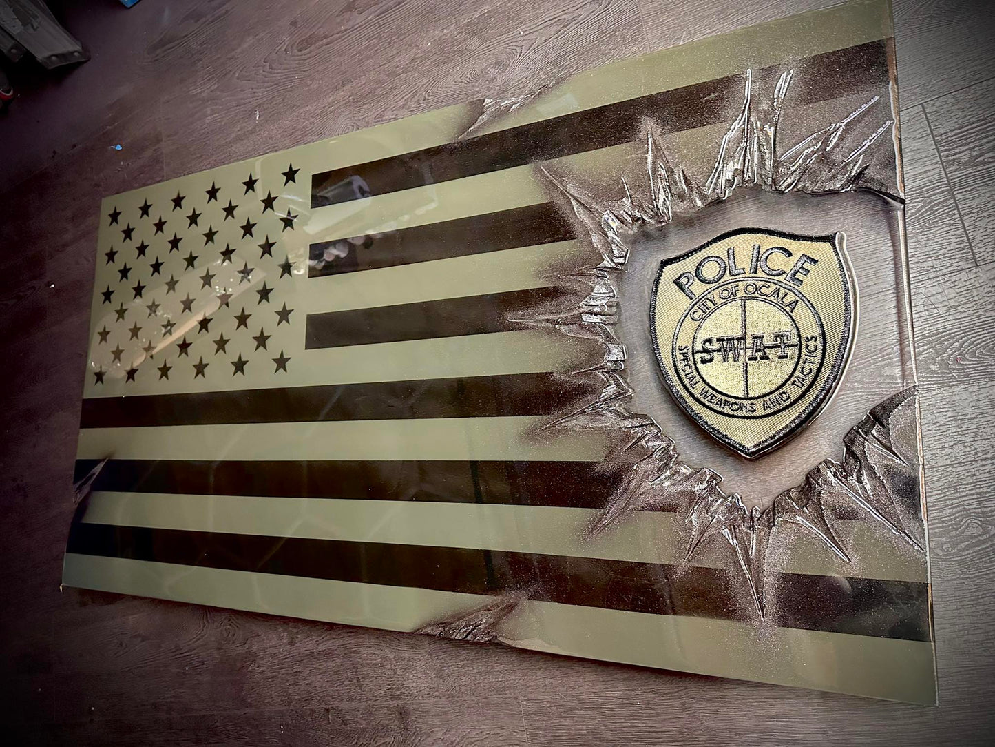 S.W.A.T American Flag - Patch Series - OD Green & Black with Optional Backlight Kit .