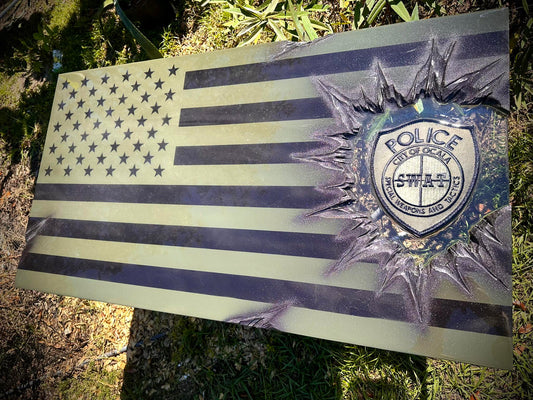 S.W.A.T American Flag - Patch Series - OD Green & Black with Optional Backlight Kit .