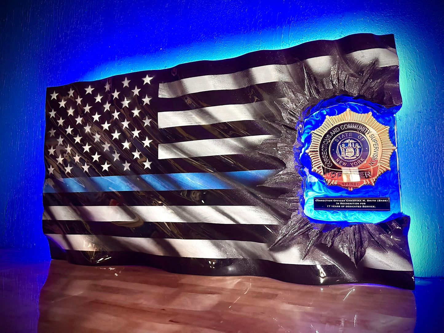 WAVY Midnight Thin Blue Line Patch/Badge Series - Add your badge or Patch! + Full Resin Finish + Crafted by a Veteran