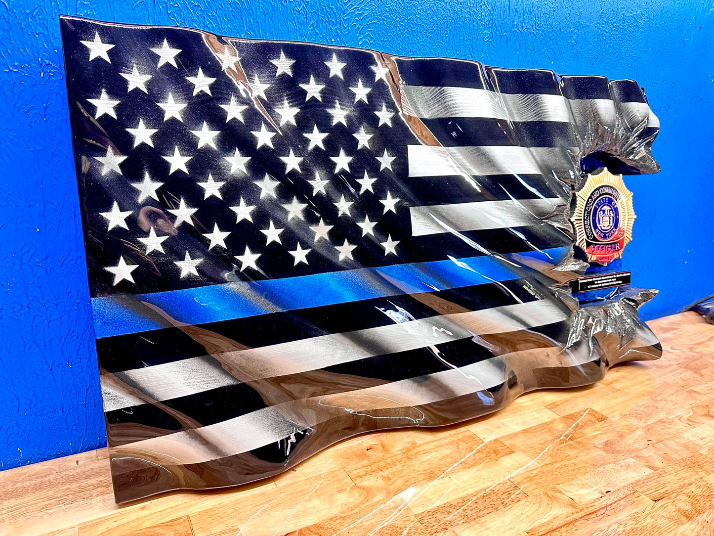 WAVY Midnight Thin Blue Line Patch/Badge Series - Add your badge or Patch! + Full Resin Finish + Crafted by a Veteran