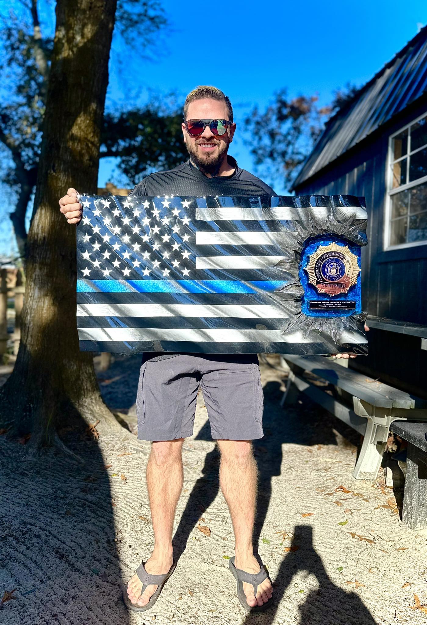 WAVY Midnight Thin Blue Line Patch/Badge Series - Add your badge or Patch! + Full Resin Finish + Crafted by a Veteran