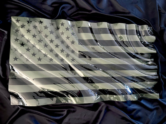 OD Green & Black WAVY Wooden American Flag - Handmade, NO CNC, Made In America by an Army Veteran.