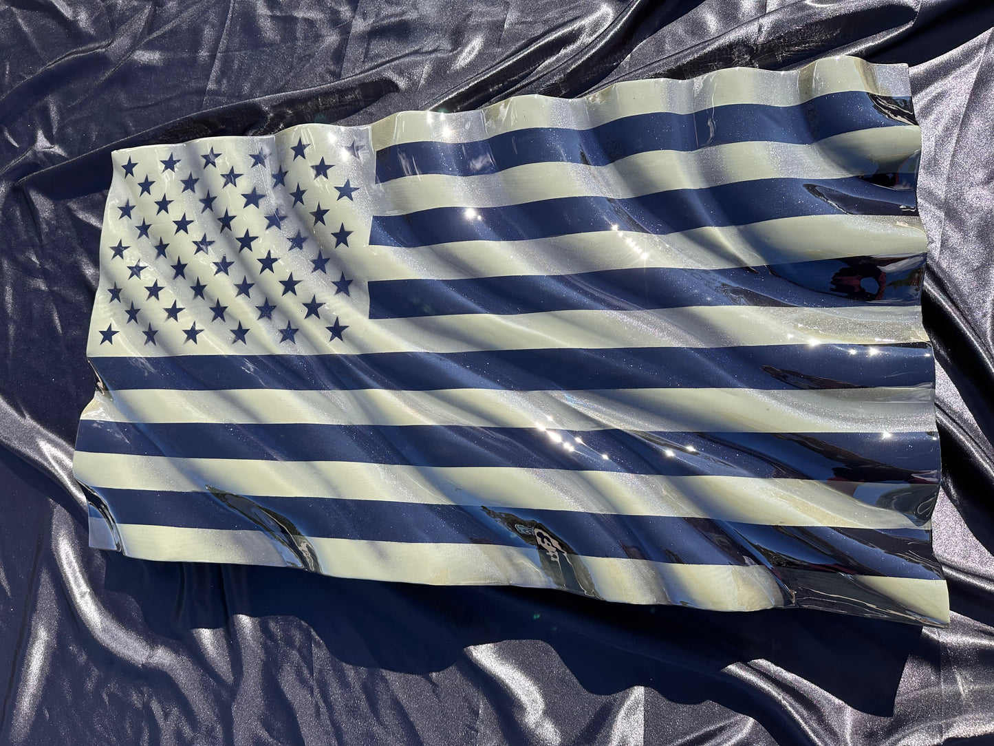OD Green & Black WAVY Wooden American Flag - Handmade, NO CNC, Made In America by an Army Veteran.