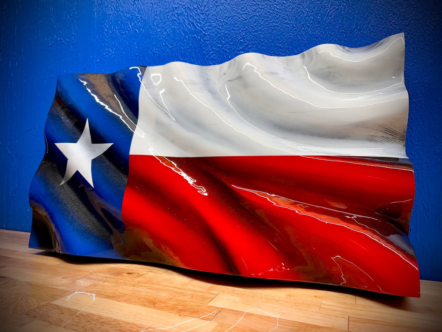 Texas WAVY Wooden American Flag - Handmade, NO CNC, Made In America by an Army Veteran. (Copy)