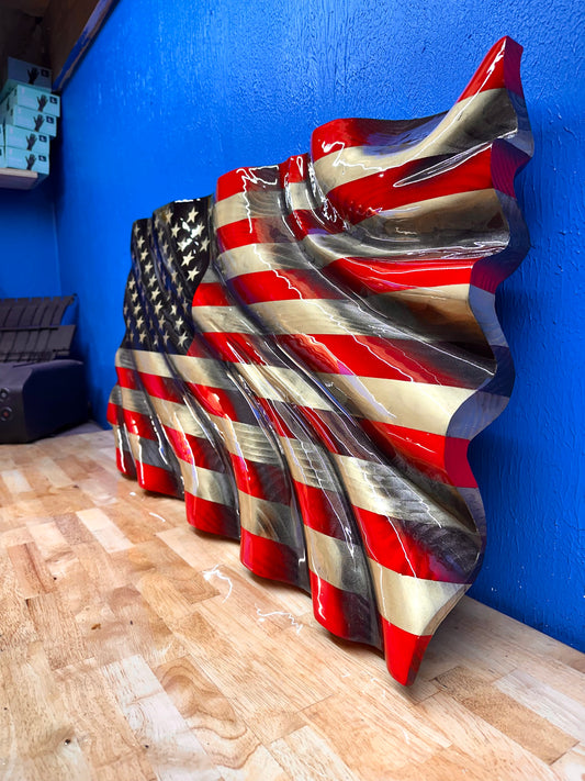 "Skirted" WAVY Flag - Handmade, NO CNC, - Full Resin Finish
