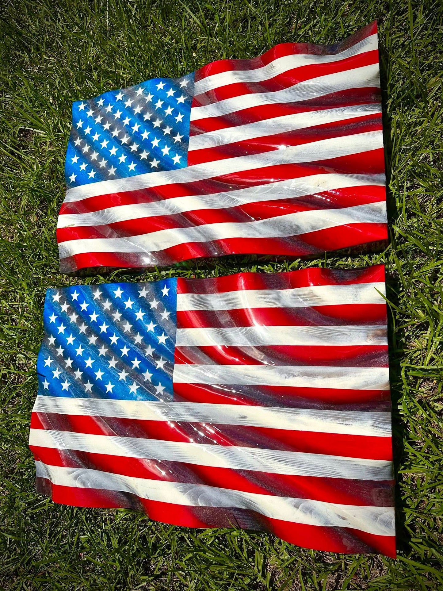 3D WAVY Wooden American Flag - Darker Traditional - Handmade, NO CNC, Made In America by an Army Veteran.