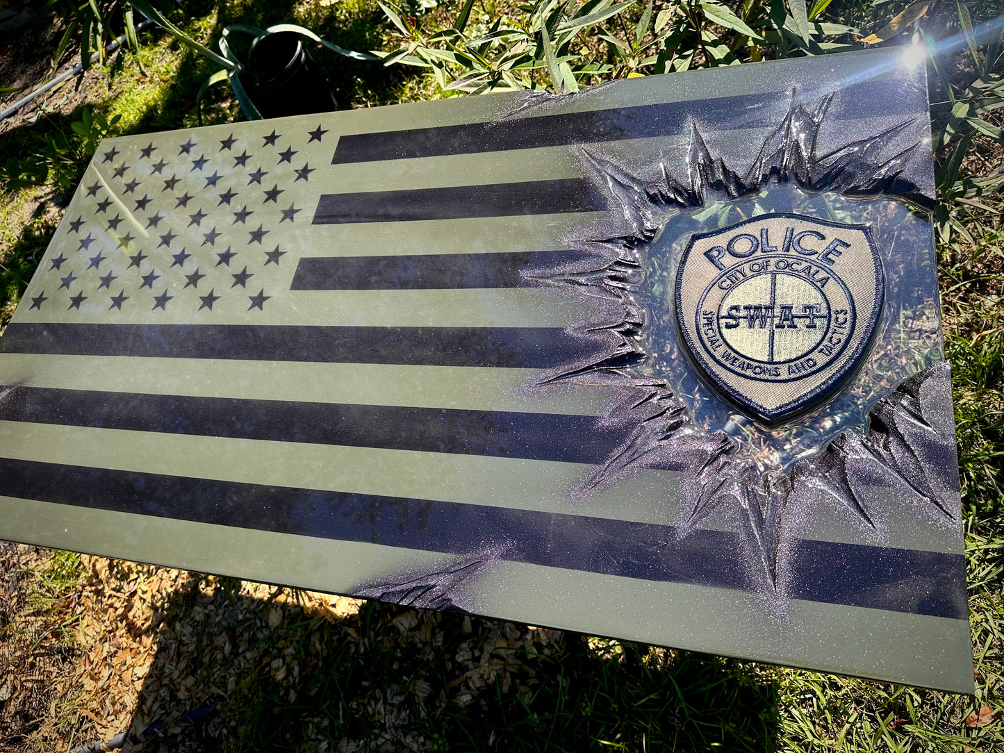 S.W.A.T American Flag - Patch Series - OD Green & Black with Optional Backlight Kit .