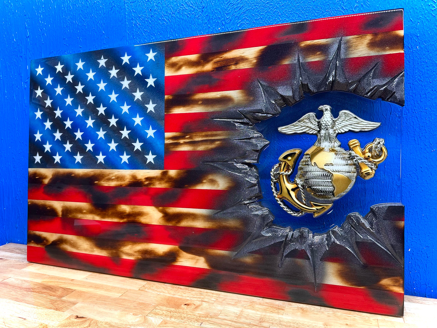 Scorched EGA Patch Series - American Flag - USMC LIC: 615-25