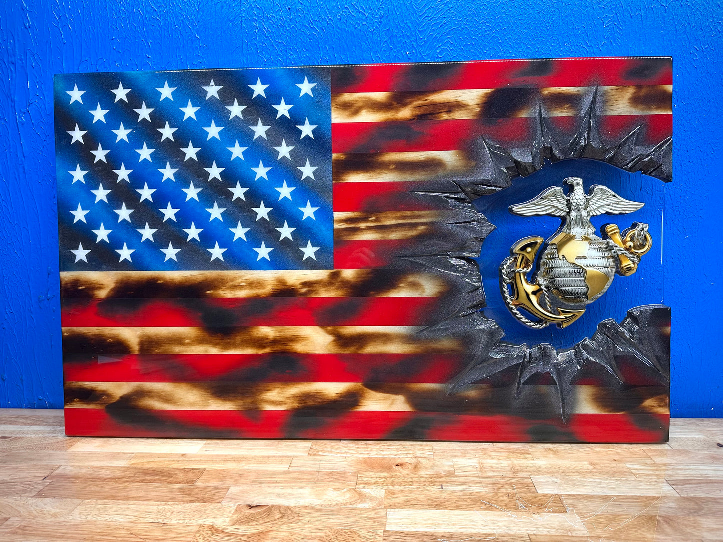 Scorched EGA Patch Series - American Flag - USMC LIC: 615-25