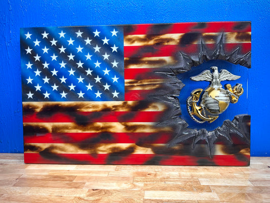 Scorched EGA Patch Series - American Flag - USMC LIC: 615-25