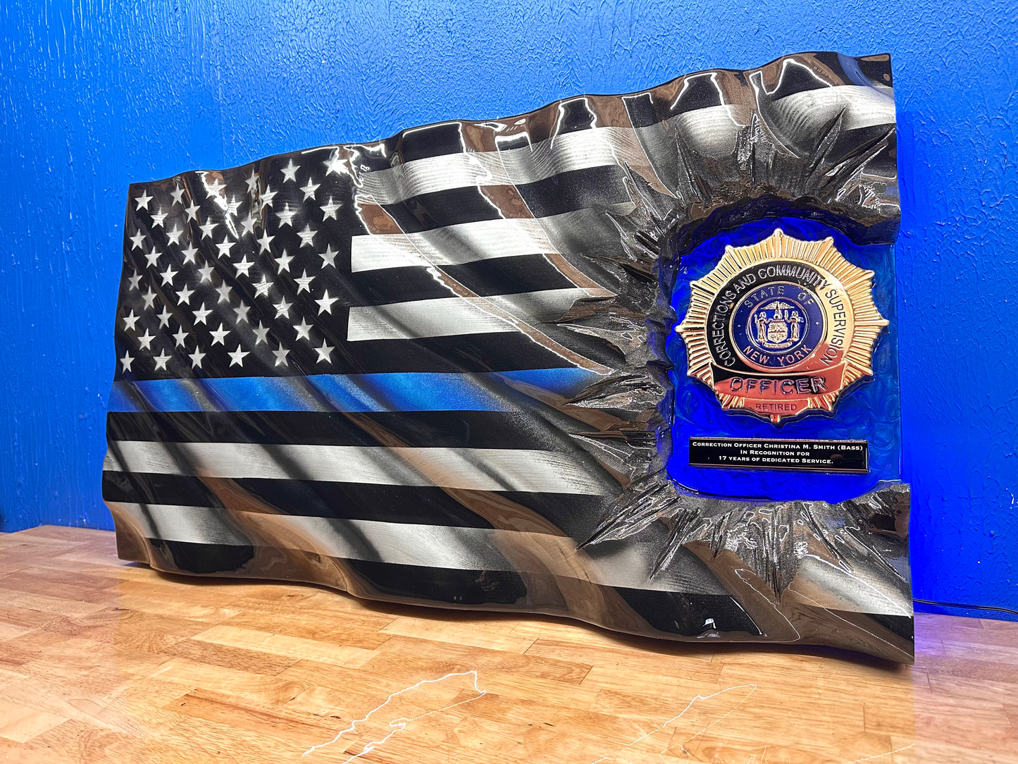 WAVY Midnight Thin Blue Line Patch/Badge Series - Add your badge or Patch! + Full Resin Finish + Crafted by a Veteran