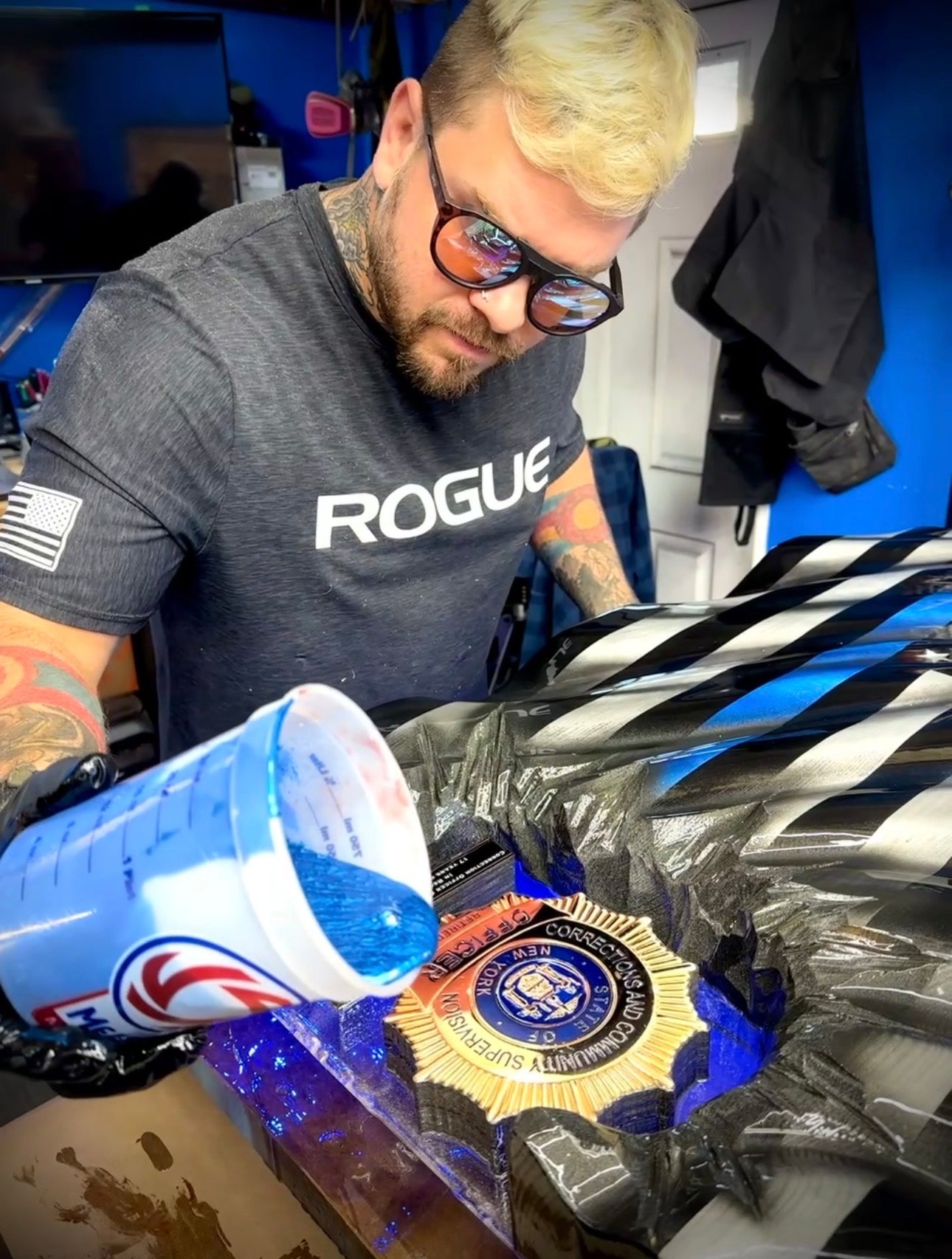 WAVY Midnight Thin Blue Line Patch/Badge Series - Add your badge or Patch! + Full Resin Finish + Crafted by a Veteran