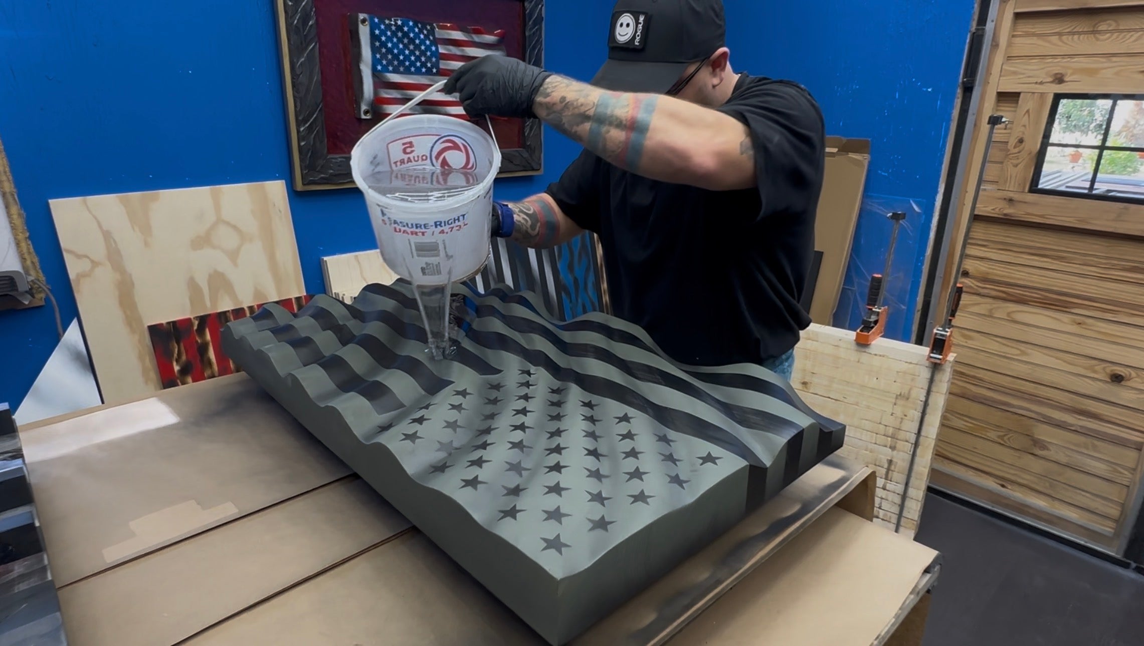 Handmade WAVY Wooden American Flag NO CNC Made By An Army Veteran