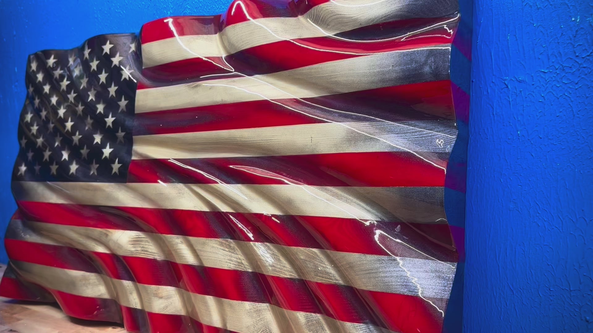Handmade WAVY Wooden American Flag NO CNC Made By An Army Veteran