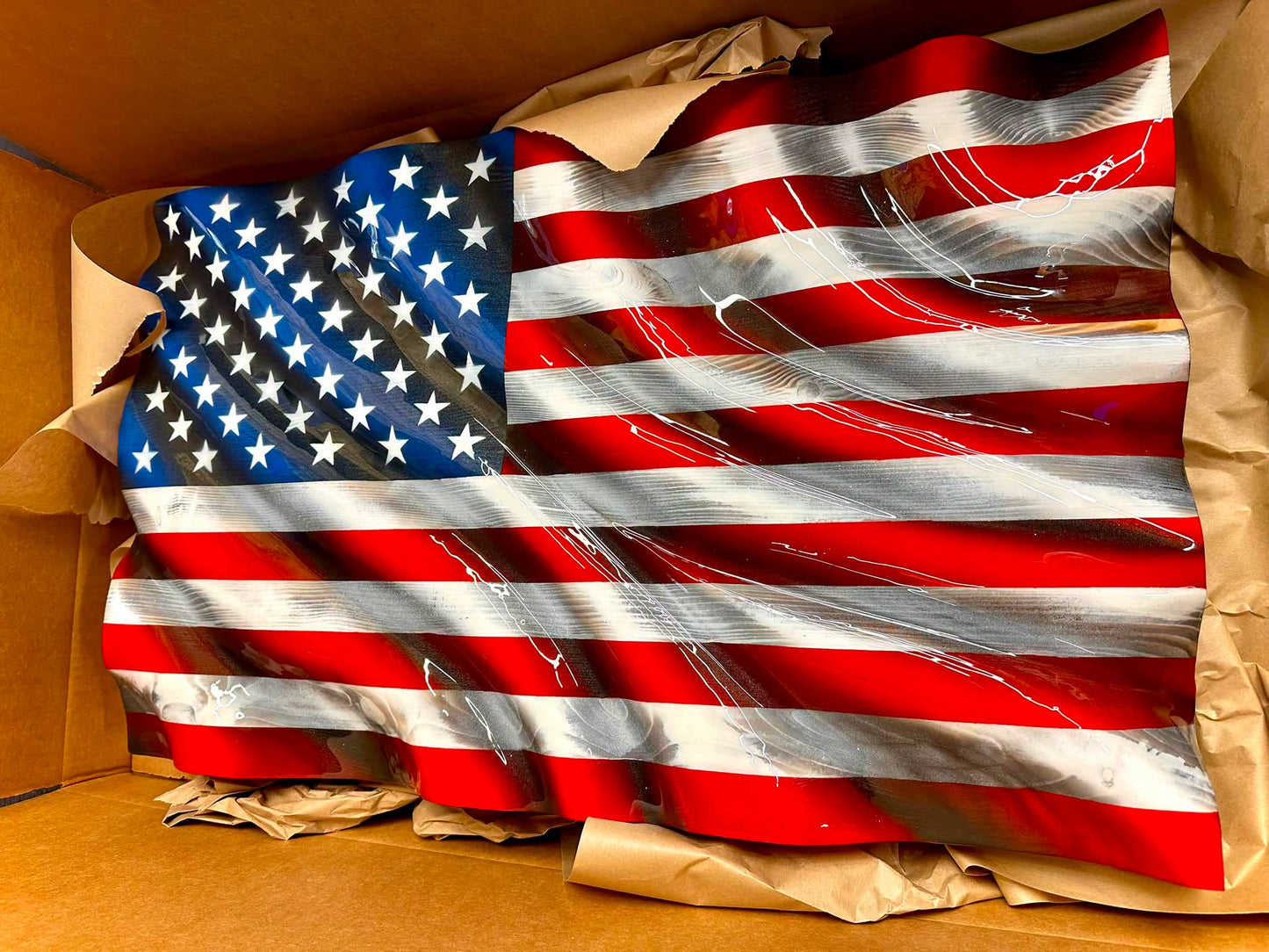 3D WAVY Wooden American Flag - Darker Traditional - Handmade, NO CNC, Made In America by an Army Veteran.